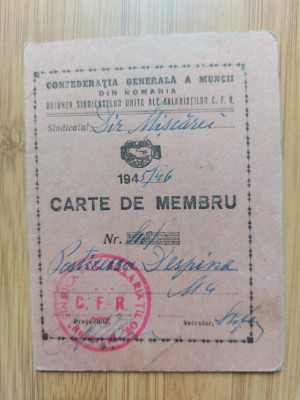 Carnet de membru CGM 1945-1946 foto