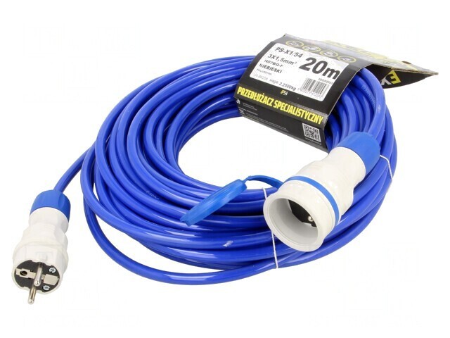 Prelungitor alimentare 20m 16A albastru
