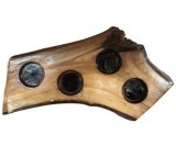 Suport decorativ din lemn pentru 4 lumanari &ndash; piesa rustica, lacuita, design natural