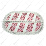 Servetel artizanat oval din bumbac 45&times;25 CM Crem/Rosu