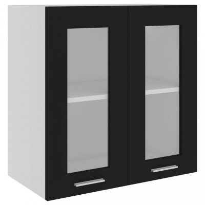 Dulap suspendat din sticlă, negru, 60 x 31 x 60 cm, PAL foto