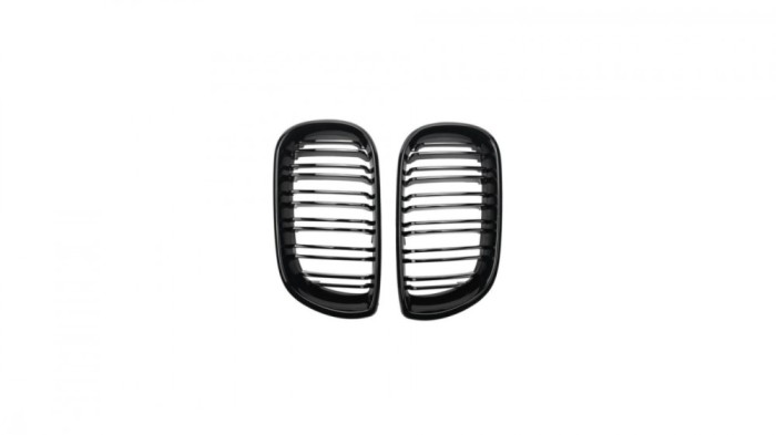 Set 2 grile duble, negru lucios, M Design pentru BMW E46 4 usi Nonfacelift