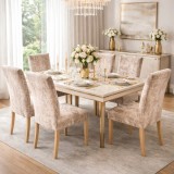 Cumpara ieftin Set 6 Huse Pentru Scaun Culoare Bej, Elastice, Elegante, Durabile