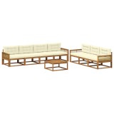 vidaXL Set de canapele de exterior cu pernă 8 pcs Natural și Crem 3382408