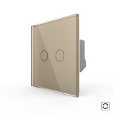 Cumpara ieftin Intrerupator dublu touch cu revenire, contact uscat, auriu Livolo