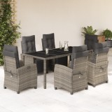 vidaXL Set mobilier de grădină cu perne, 7 piese, gri, poliratan 3212898