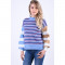 Pulover Gros Vero Moda Iva Stripe O-Neck Albastru