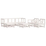 Cumpara ieftin Set mobilier de gradina, 7 piese, alb, lemn masiv de pin
