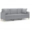 Canapea cu 3 locuri cu pernute, gri deschis, 180 cm, textil