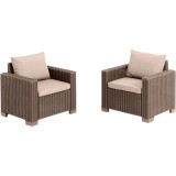 Set mobilier de gradina, polipropilena, Keter California, pentru terasa sau balcon, 2 fotolii, culoare cappuccino-nisip, dimensiuni 83 x 68 x 72 cm