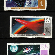 Rusia, URSS, 1967 | Ziua cosmonauticii - Leonov, Luna 10 - Cosmos | MNH | aph