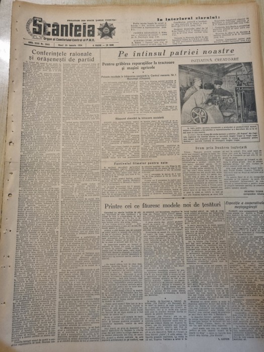 scanteia 29 ianuarie 1954-art.galati,tulcea,raionul caracal