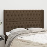 VidaXL Tăblie de pat cu aripioare maro &icirc;nchis 147x16x118/128 cm textil