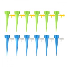 Set 12 accesorii sistem irigare, Plastic, Verde/Albastru