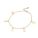 Cumpara ieftin Bratara de glezna placata cu aur Pearl Flower