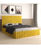 Pat Tapitat Luca Galben + Saltea Lux Ortopedica 180x200cm
