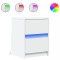 Noptiera cu lumini LED, alb, lemn prelucrat