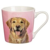 Cana Ceramică Triunghiulară Roz Labrador cu Coroană, CMCLASS