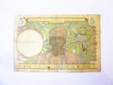 Rară! Africa Occidentală Franceză(AOF) 5 Francs 1941,bancnota din imagini la cel mai mic preț