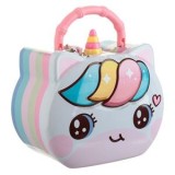 Pusculiță metalică cu formă de unicorn, cu lacăt și m&acirc;ner, 14x8x13cm, multicolor, CMCLASS