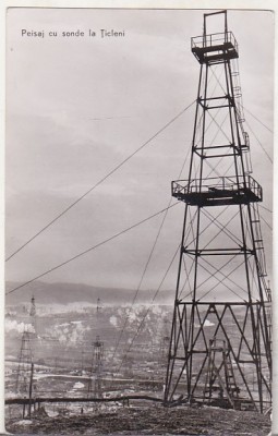 bnk cp Peisaj cu sonde la Ticleni - Vedere - circulata foto
