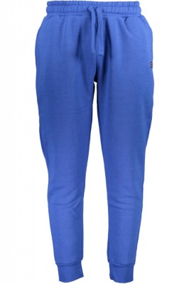Pantaloni sport barbati cu bata elastica si logo albastru, XL foto
