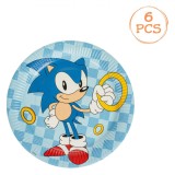 Set Farfurii Carton, Sonic, 23cm, Albastru, 6 Bucati