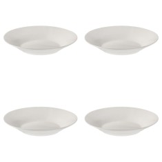 Set Farfurii 4 Piese, Farfurii Adanci, Portelan, Albe, diametru 22.5 cm foto