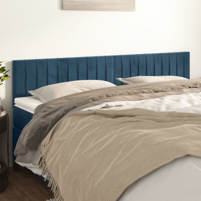 Gossi tablii de pat, 2 buc, albastru inchis, 80x5x78/88 cm, catifea