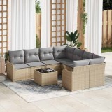 VidaXL Set de canapele pentru grădină 9 pcs Bej, Gri 55 x 55 x 37 cm