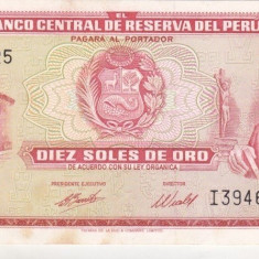 bnk bn Peru 10 soles de oro 1974 vf