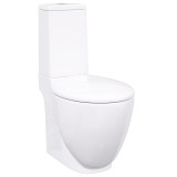 Vas WC toaleta de baie, alb, ceramica, rotund, flux inferior