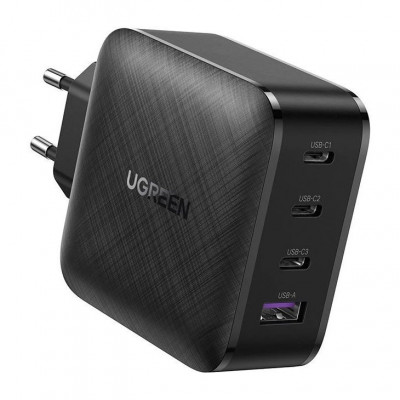 &amp;Icirc;ncărcător Rapid Ugreen PPS 65W USB / 3x USB Tip C QC 3.0 Livrare Energie SCP FCP AFC (nitrură De Galiu) Negru (CD224 70774) foto