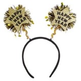 Coronita Par Happy New Year Negru cu Glitter Auriu, CMCLASS