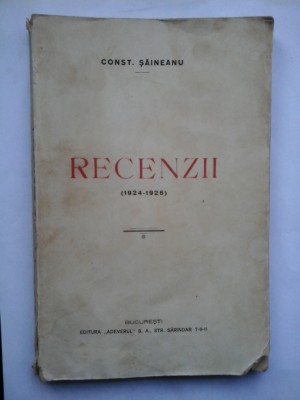 RECENZII (1924-1926) - CONST. SAINEANU foto