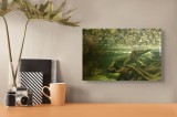 Tablou Canvas, "Crocodilul &icirc;n ad&acirc;ncul junglei acvatice", Crocodil, Subacvatic, Vegetație, Lumină, Apă, Natură, Tufișuri, Ecosistem, Verde, Acvariu., 3