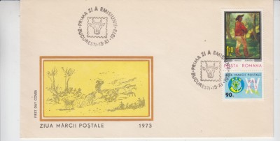 C12 - FDC Romania - Ziua marcii postale romanesti - LP834 - 1973 foto
