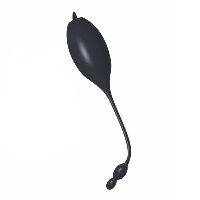 Ou Vibrator Mini Tongue, 10 Moduri Vibratii, Silicon, USB, Negru, Guilty Toys foto