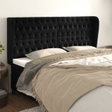 VidaXL Tăblie de pat cu aripioare, negru, 203x23x118/128 cm, catifea
