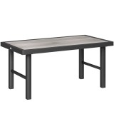 Outsunny Masă joasă de grădină dreptunghiulară masă de grădină cu blat SPC cu efect lemn din metal, 100 x 52 x 46 cm, negru | Aosom Romania