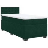 Cumpara ieftin Pat box spring cu saltea, verde inchis, 90x190 cm, catifea