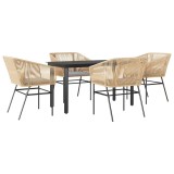 Cumpara ieftin Set mobilier de gradina cu perne 5 piese maro sticla polirattan