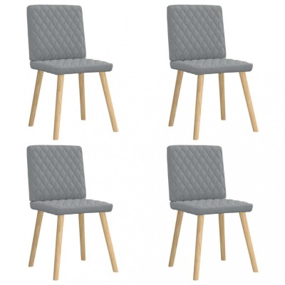 vidaXL Scaune de bucătărie pivotante, 4 buc., gri deschis, textil foto