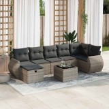vidaXL Set canapele de grădină cu perne, 8 piese, gri, poliratan 3325616