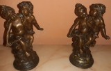 Set de 2 sculpturi, amorasi din bronz masiv, lucrătură de o foarte mare finete