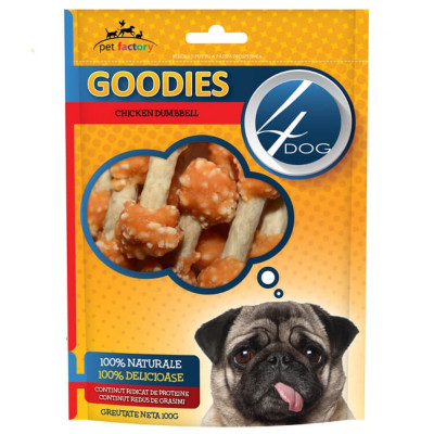 Recompense pentru Caini 4 Dog Goodies Chicken Poppers Dumbbells, 100 g foto