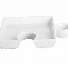 Platou servire aperitive, Puzzle Hors-D'oeuvres-Dish, Excelsa, 19.5x15 cm, portelan, alb