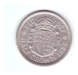 Moneda Anglia 1/2 / half crown 1954, stare foarte buna, cu luciu, curata
