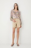 Medicine pantaloni scurti din bumbac neted, medium waist