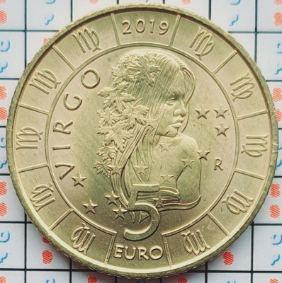 San Marino 5 Euro (Virgo) 2019 UNC - tiraj 16.000 - km 584 - A039 foto